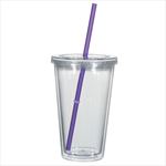 Clear Tumbler with Purple Straw